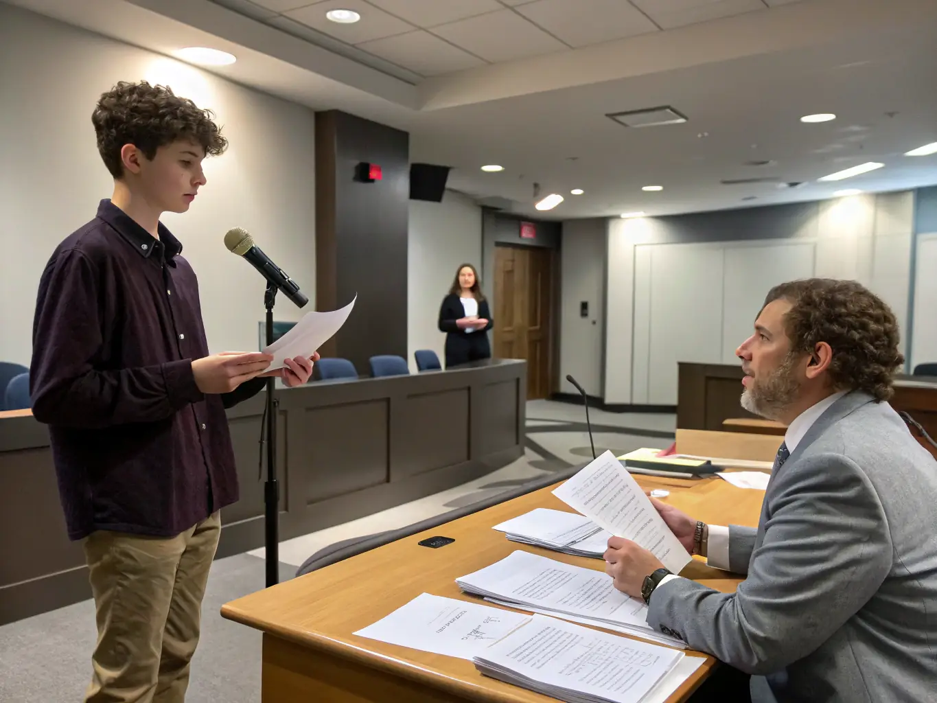 A student is practicing answering questions in a mock hearing setting with a Student Defense Consultant, focusing on behavioral tips and checklist adherence.
